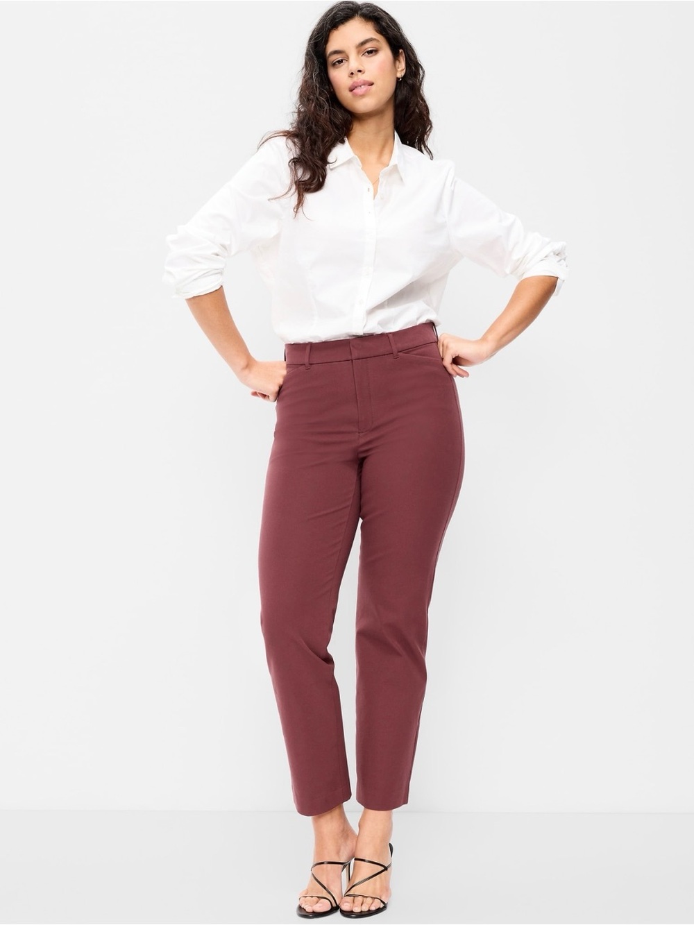 NWT Old Navy Pixie Straight Ankle Pants in Color “Reddy or Not” (Deep Wine)